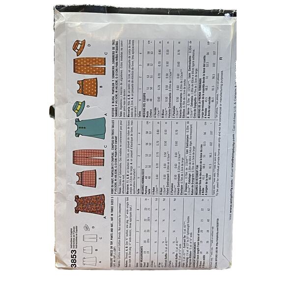 Sewing Pattern Simplicity It's So Easy Girls Dress Pants Shirt Hat Size 1-4 Cut - Picture 2 of 4